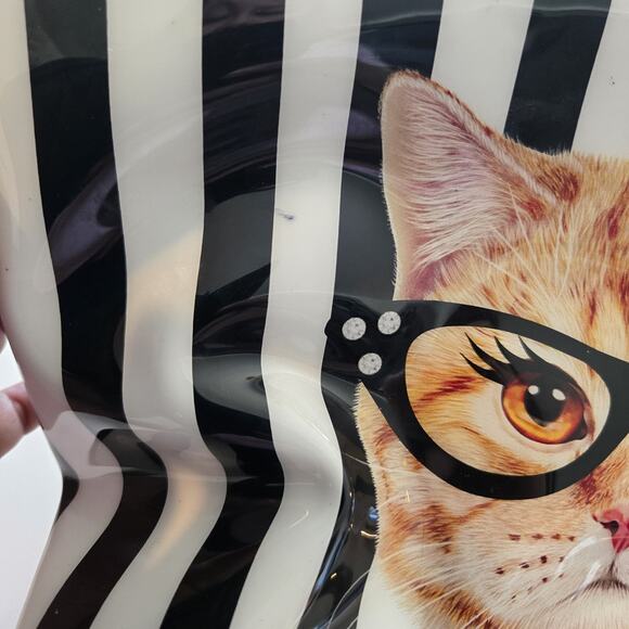 Betsey Johnson Striped Cat Cosmetic Wristlet Bag‎ - Picture 7 of 11